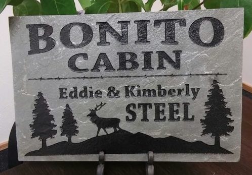 etched stone sign