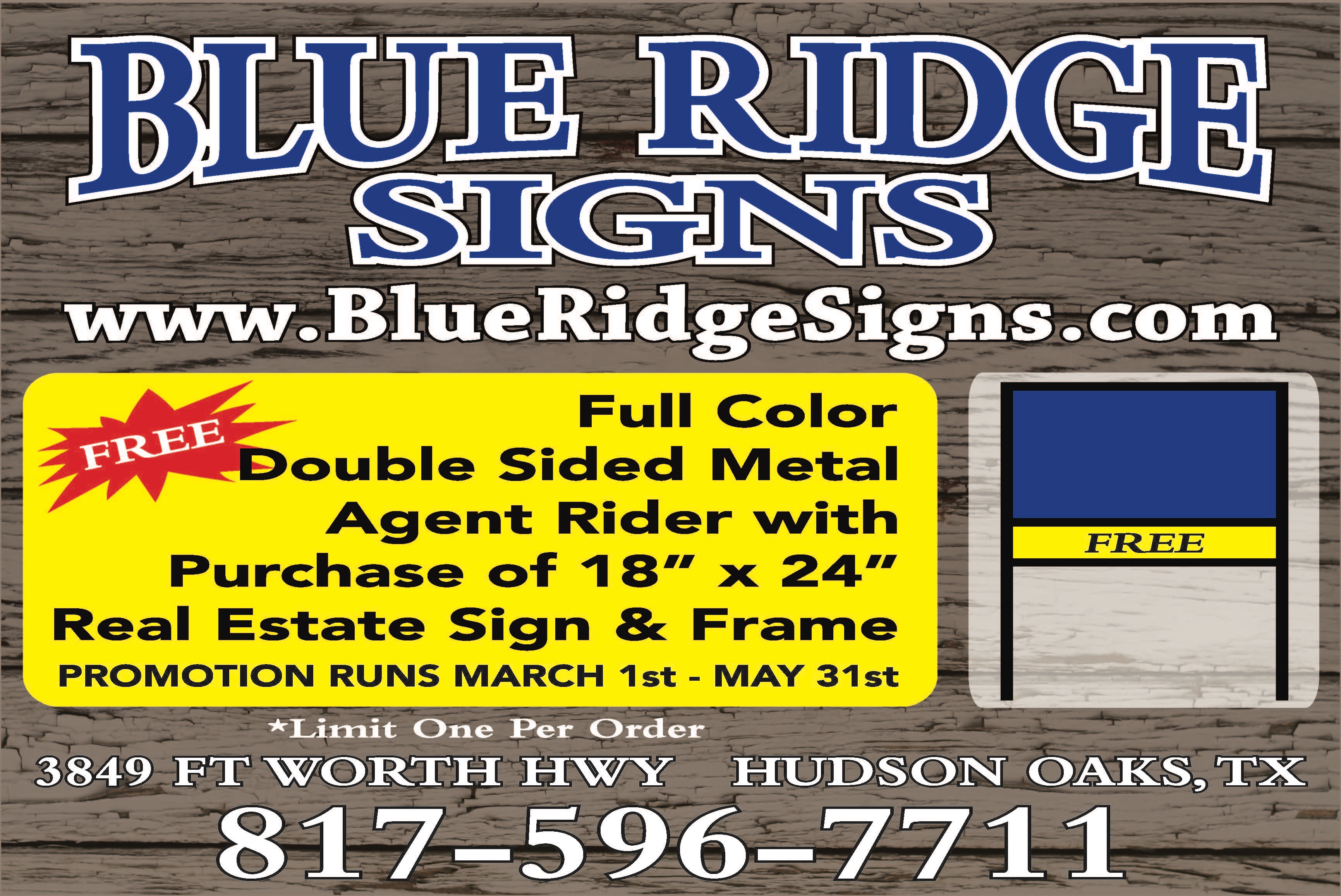 Blue Ridge Signs | BRS Ad March May - Blue Ridge Signs